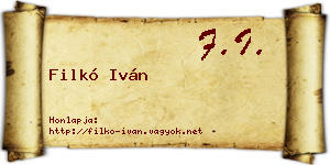 Filkó Iván névjegykártya